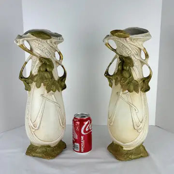 Pair of Art Nouveau Royal Dux Bohemia Porcelain Mantle Vases