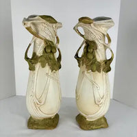 Pair of Art Nouveau Royal Dux Bohemia Porcelain Mantle Vases