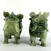 Pair of Carved Jade Rhino Dragons Early 20thc