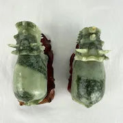 Pair of Carved Jade Rhino Dragons Early 20thc