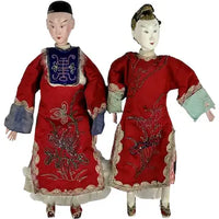 Pair of Early 20th c Chinese Opera Dolls