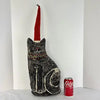 Primitive Folk Art Hand Hooked Christmas Cat Signed