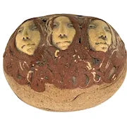 Rainbow Face Pottery Box Attributed to Judith Holdsworth