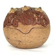 Rainbow Face Pottery Box Attributed to Judith Holdsworth