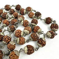 Rudraksha Mala Sterling Capped Prayer Beads