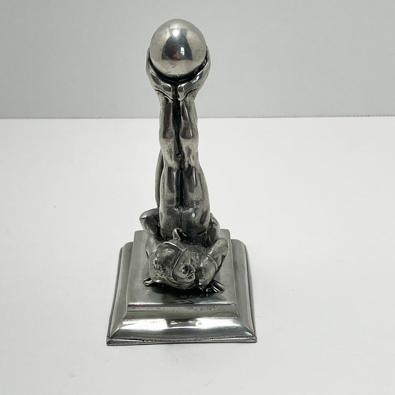 Elias Pewter Sculpture of Two Jesters Balancing a Ball