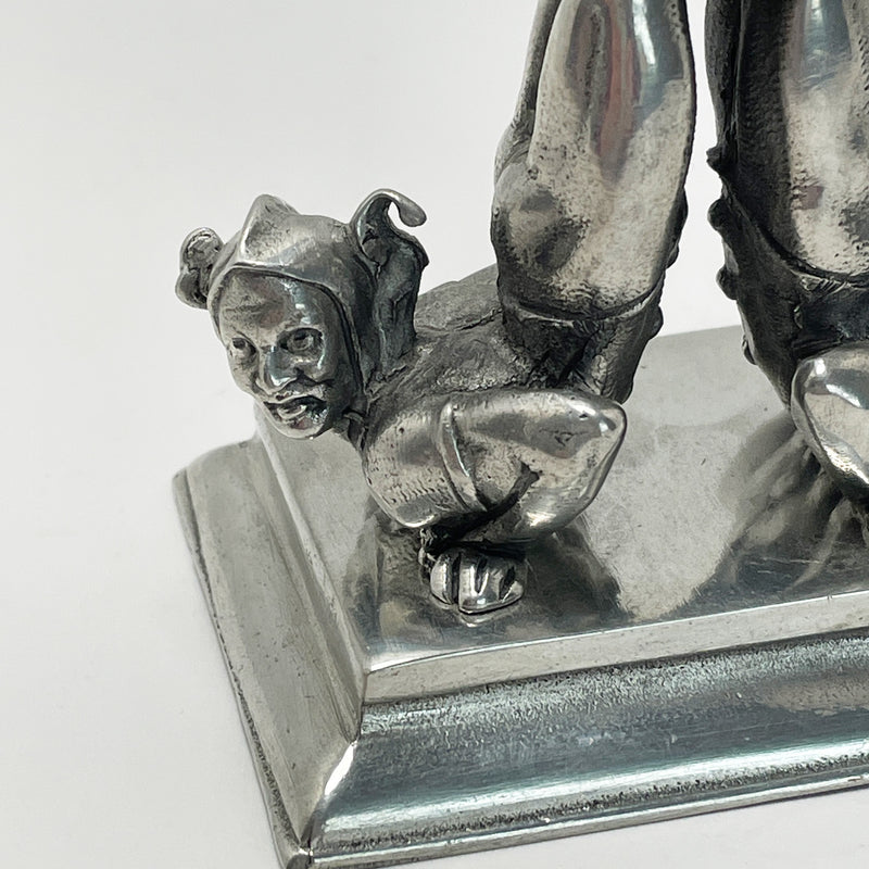 Elias Pewter Sculpture of Two Jesters Balancing a Ball