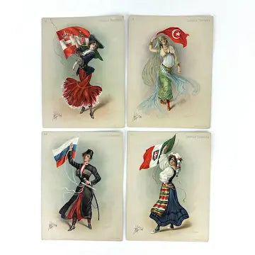 Set of 19 Antique Turkish Trophies Advertising Cards