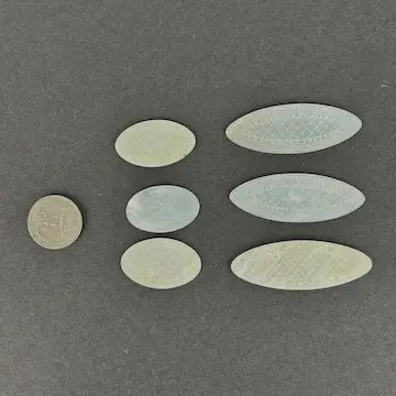 Six Oval Antique Chinese Mother of Pearl Gaming Tokens