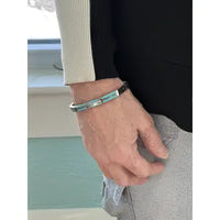 terling Silver and Turquoise Bangle Bracelet from Taxco Mexico