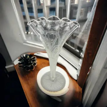 Stevens and Williams Fan Shaped “Rock Crystal”  Vase