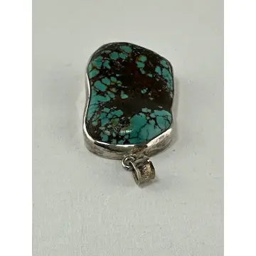 Turquoise Pendant with Matrix Signed KJ