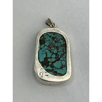 Turquoise Pendant with Matrix Signed KJ