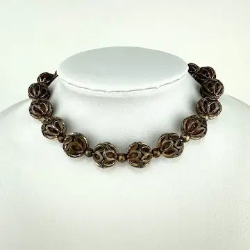 Unusual Bakelite Caged Bead Choker on a Dainty Chain