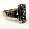 Victorian 10k Gold Turquoise and Seed Pearl Ring Size 6.75