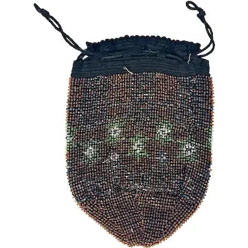 Victorian Beaded and Crochet Drawstring Purse