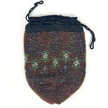 Victorian Beaded and Crochet Drawstring Purse