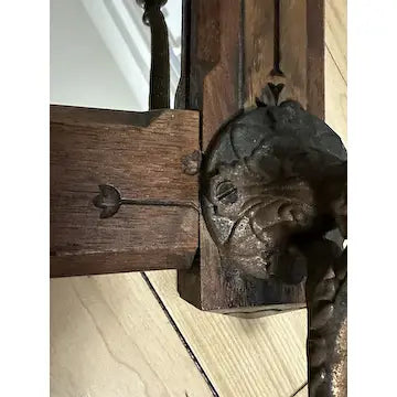 Victorian Carved Walnut Mirror with Coat Hook