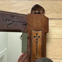 Victorian Carved Walnut Mirror with Coat Hook