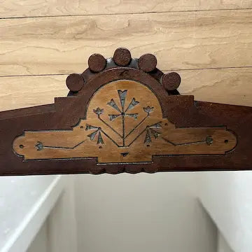 Victorian Carved Walnut Mirror with Coat Hook