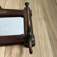 Victorian Carved Walnut Mirror with Coat Hook