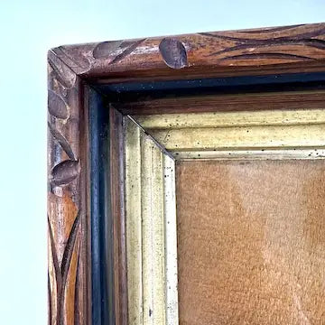 Victorian Carved Wood Picture Frame with Gilt Inset 7.5” x 9.5” Opening