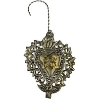 Victorian Ex Voto Silvered Sacred Heart