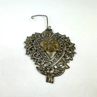 Victorian Ex Voto Silvered Sacred Heart