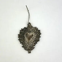 Victorian Ex Voto Silvered Sacred Heart