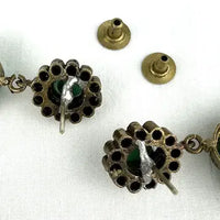 Victorian Jade Rhinestone and Glass Drop Earrings