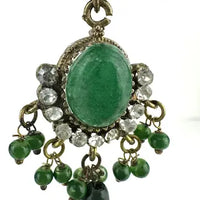 Victorian Jade Rhinestone and Glass Drop Earrings