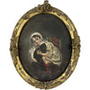 Victorian Oil Painting of a Girl and Her Dog in an Ornate Gilded Frame