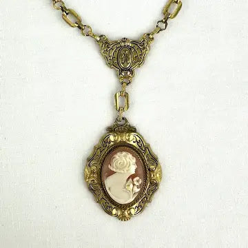 Victorian Revival Carved Shell Cameo Necklace