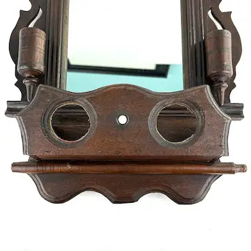 Victorian Shaving Mirror with Comb Box and Candleholders