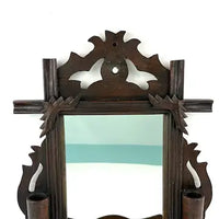 Victorian Shaving Mirror with Comb Box and Candleholders