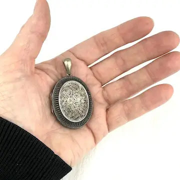 Victorian Silver Floral Engraved Locket