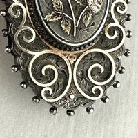 Victorian Sterling Silver Locket with Gold Applique