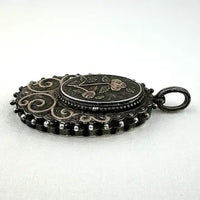 Victorian Sterling Silver Locket with Gold Applique