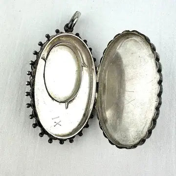 Victorian Sterling Silver Locket with Gold Applique