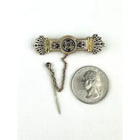 Victorian Taille d’Epargne Bar Brooch with Safety Chain