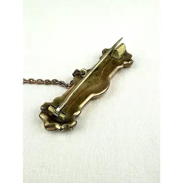 Victorian Taille d’Epargne Bar Brooch with Safety Chain