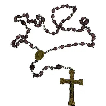 Vintage Amethyst Glass 5 Decade Rosary