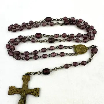 Vintage Amethyst Glass 5 Decade Rosary