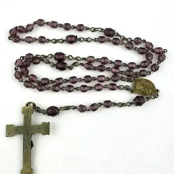 Vintage Amethyst Glass 5 Decade Rosary