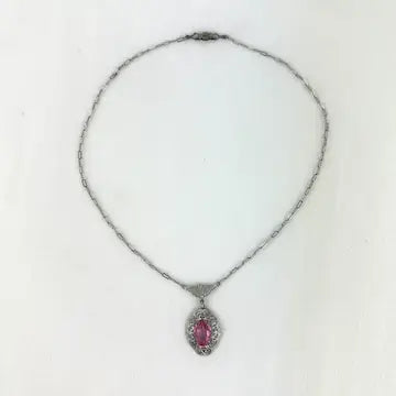 Vintage Art Deco Pink Rhinestone Pendant