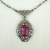 Vintage Art Deco Pink Rhinestone Pendant