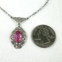 Vintage Art Deco Pink Rhinestone Pendant