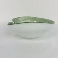 Vintage Art Glass Green and Gold Speckled Dish/ Ashtray