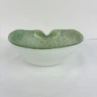 Vintage Art Glass Green and Gold Speckled Dish/ Ashtray