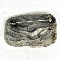 Vintage Artisan Made Silver Modernist Brooch with Jasper Bead